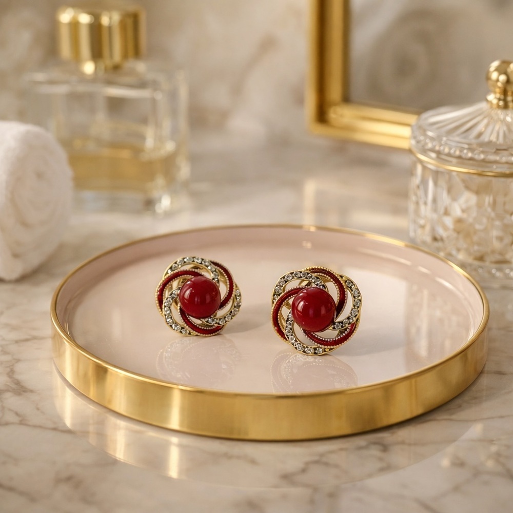 Elegant Red and Gold Earrings